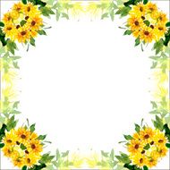 Watercolor card with flowers sunflower N3