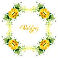Watercolor card with flowers sunflower N4