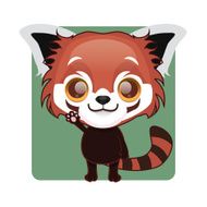 Cute red panda mascot waving