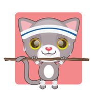 Cute gray cat working out