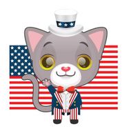 Cute gray kitten dressed as Uncle Sam N2
