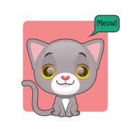 Cute gray kitten with speech bubble