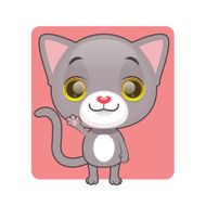 Cute gray kitten waving