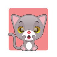 Cute gray kitten surprised