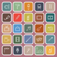 Art line flat icons on red background