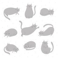 Sleepy cat vector set