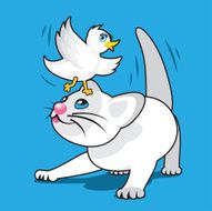 Kitten with Bird
