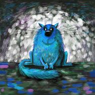 Friendly Whiskered Blue Cat