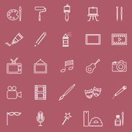 Art line icons on red background