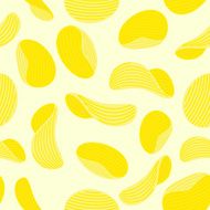 Potato chips seamless pattern Vector background of food Fried N2