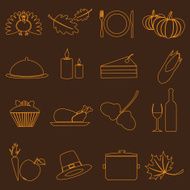 thanksgiving symbols color outline icons set eps10