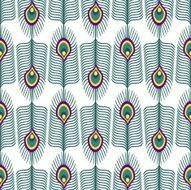 Seamless abstract pattern with peacock feather on white background N2