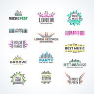 First big set music equalizer emblem vector elements