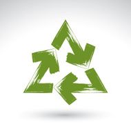 Hand-painted recycle sign isolated on white background