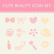 cute pastel beauty and make up cartoon icon set