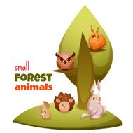 Vector set of small forest cute animals