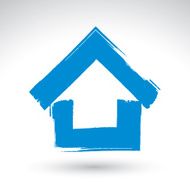 Hand drawn country house icon estate logotype simple cottage