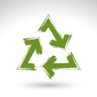 Hand-painted recycle sign isolated on white background N2