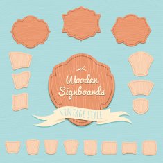 Set of wooden signboards Flat style N2