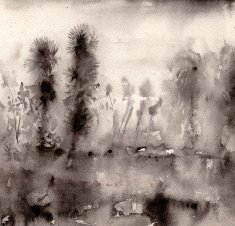 Abstract Watercolor nature painting N1393