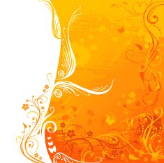 Grunge floral background in orange design N2