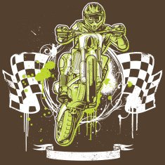 Motocross Motorcycle Racer 3 Color Grunge Version