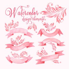 Watercolor ribbons set Vector illustration
