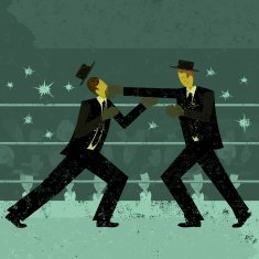 Businessmen boxing match