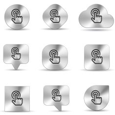 brush metal icon set of hand cursor click