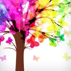 abstract background tree with branches made of colorful butterflies N2