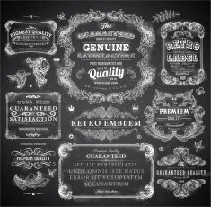 Set of chalkboard frames and elements