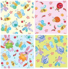 Cute seamless patterns of animals and insects for your design N2