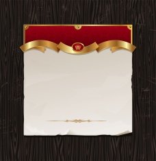 Vector vintage golden frame with paper banner