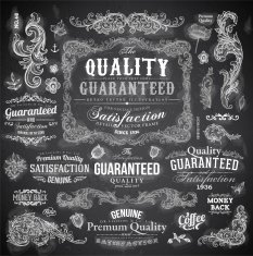 Illustration set of chalkboard frames and elements