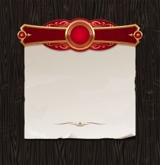 Vintage golden frame with paper banner