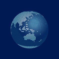 stylized 3D vector globe australia asia Oceania