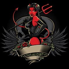 Devil Girl Pin-Up Skull Banner Version