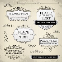 Vintage labels and scroll elements