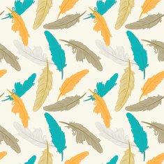 Hand Drawn Vintage Feather Seamless Pattern N6