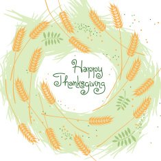Happy Thanksgiving Fall Background with Wheat Ears N2