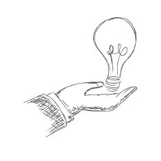 hand holding light bulb sketch vector illustration N2