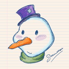 Snowman Hand Drawing on Paper N2