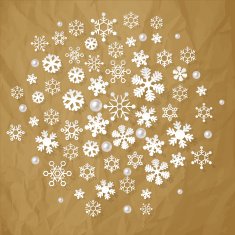 Snowflakes on a crumpled paper brown background