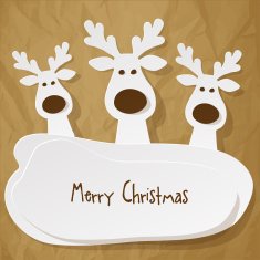 Three Christmas Reindeer white on a brown background