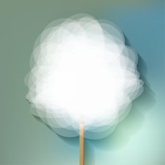 Candy floss white on a blue bokeh background