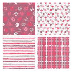Set of four naive styled seamless patterns