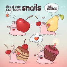 Set of cute cartoon snails N2