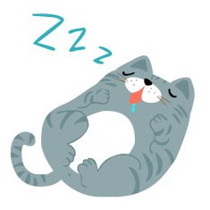 happy fat gray cat sleeping vector illustration