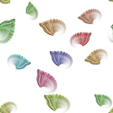 Seamless pastel colored fractal wings pattern on white N2