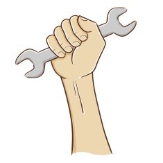 Hand Holding a Wrench Vector Illustration